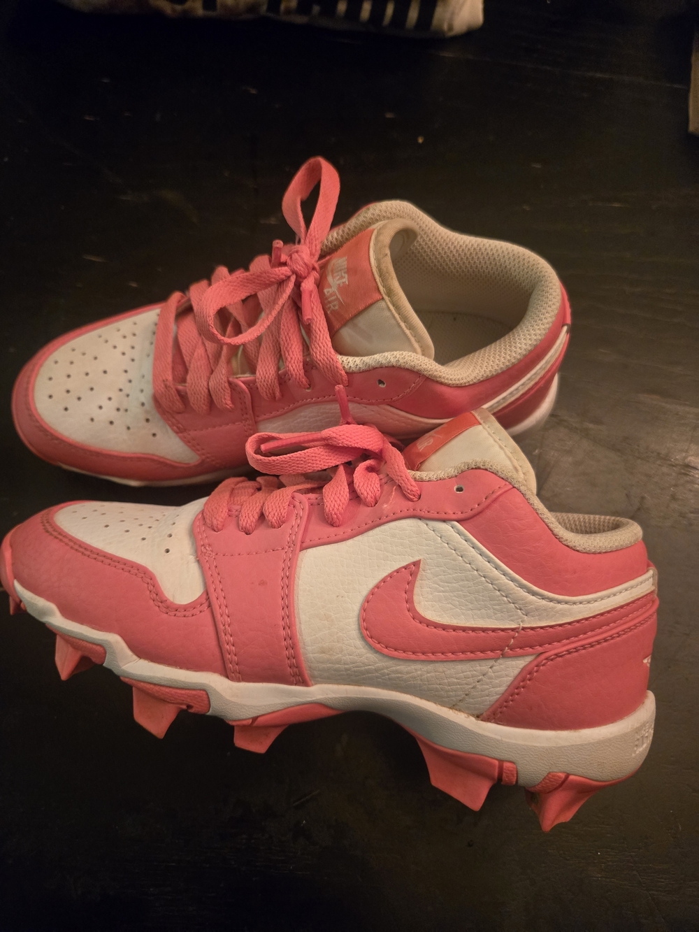 Nike Kids Pink and White Jordan 1 Cleats